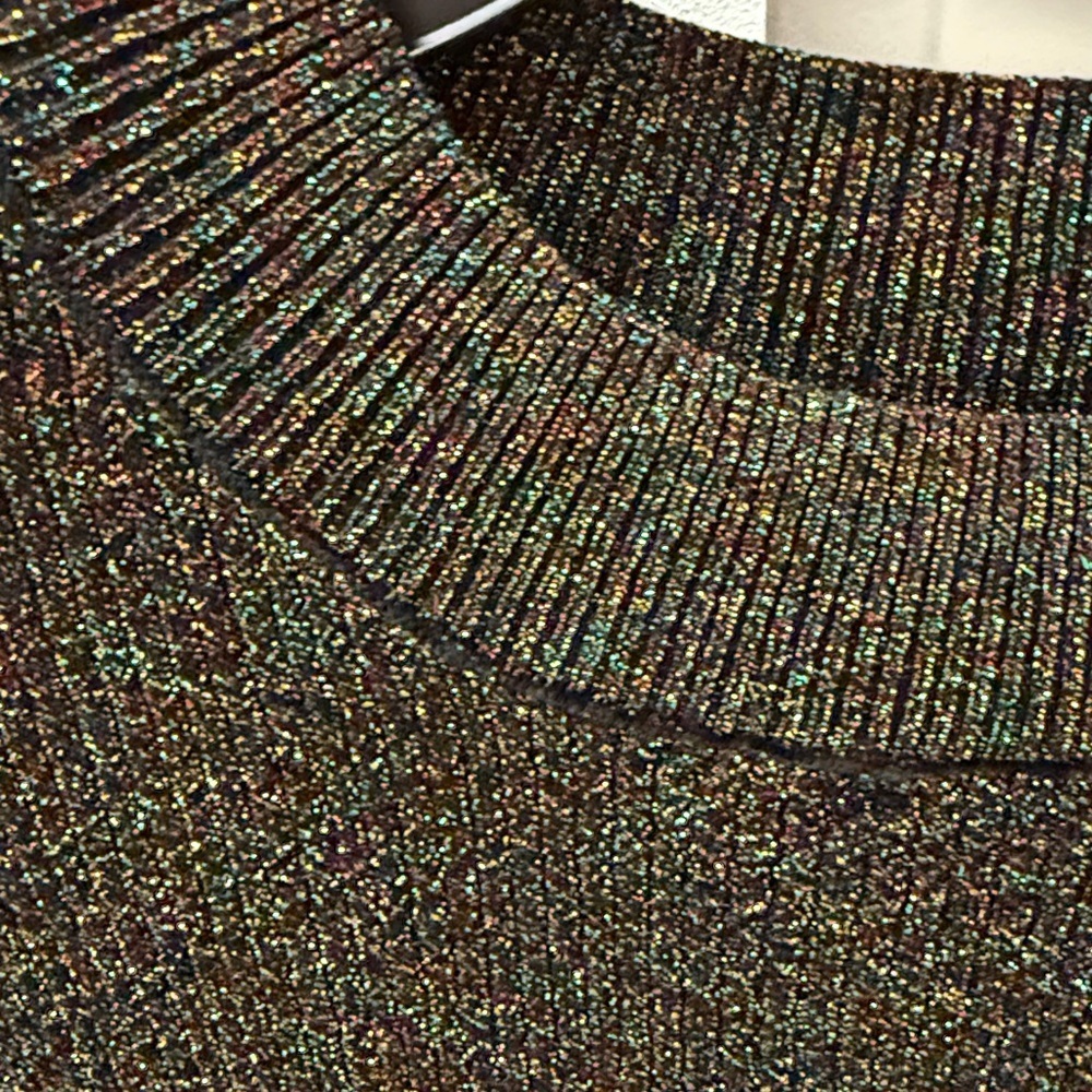 NEW Free People Black Sparkle Glittery Long Sleeve Bodysuit L - Picture 5 of 7
